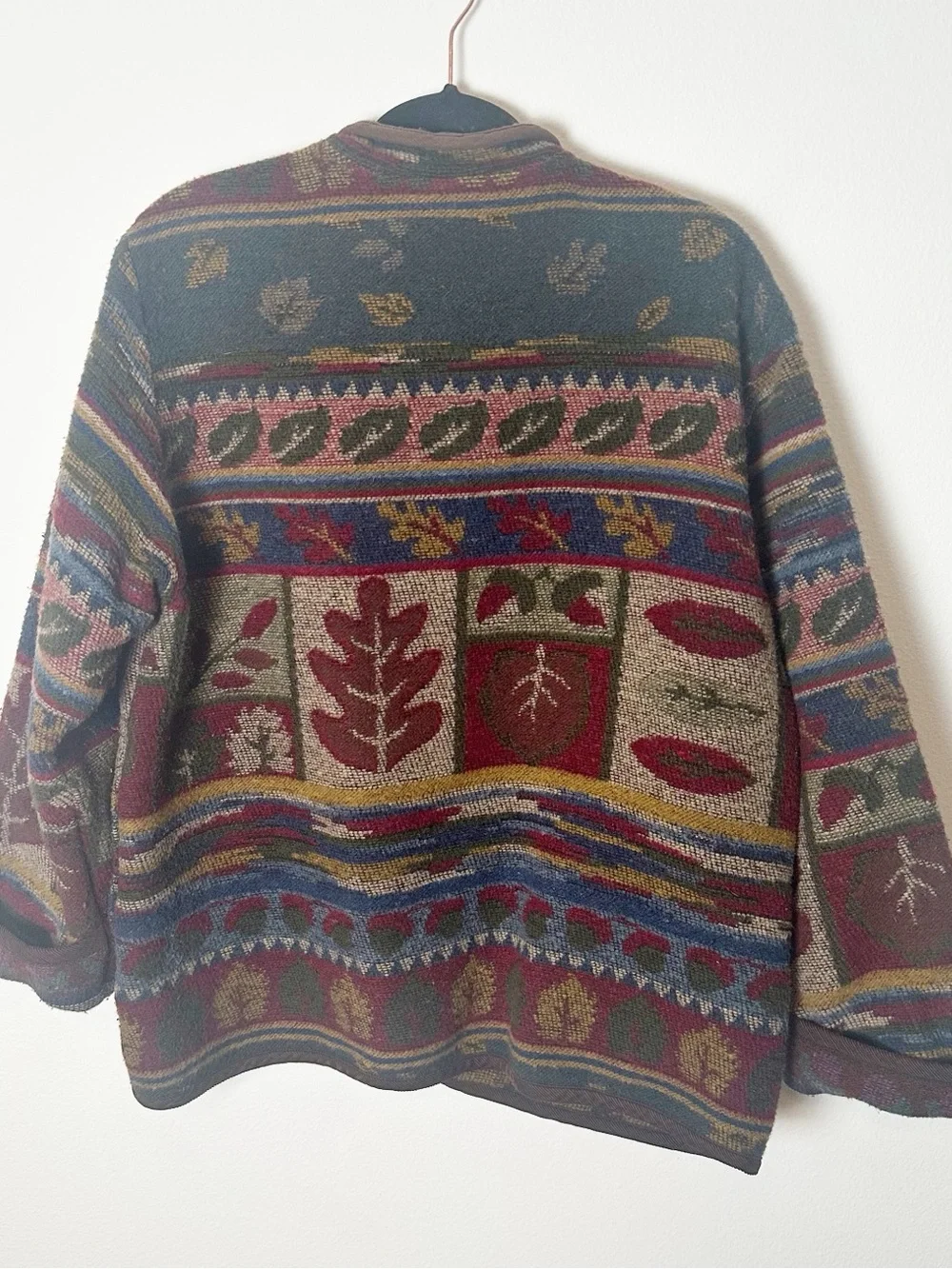 Coldwater Creek Vintage Tapestry Coat Fall Whimsical Print Wool Blend Large